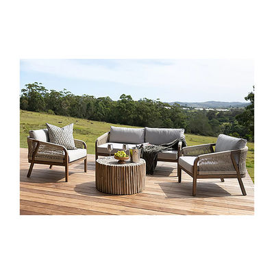 Divano per patio con telaio a corda AJUNION Cornice in legno di teak Arredamento esterno per giardini al mare