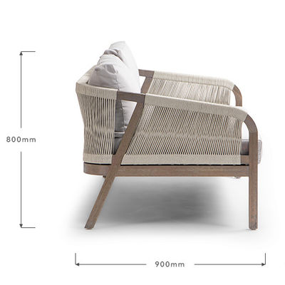 Divano per patio con telaio a corda AJUNION Cornice in legno di teak Arredamento esterno per giardini al mare
