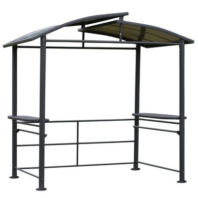 Tetti di policarbonato a ventilazione intrecciata AJUNION Barbecue all'aperto Gazebo con telaio in acciaio 5x8