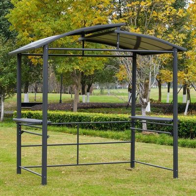 Tetti di policarbonato a ventilazione intrecciata AJUNION Barbecue all'aperto Gazebo con telaio in acciaio 5x8