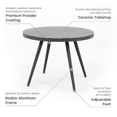 Set da pranzo in alluminio per 4 persone Tavola rotonda e poltrona Mobili da giardino