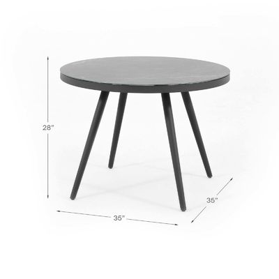 Set da pranzo in alluminio per 4 persone Tavola rotonda e poltrona Mobili da giardino