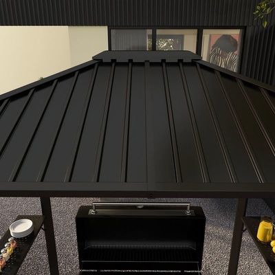 Grill all'aperto 6x8 Hardtop BBQ Gazebo con 2 scaffali laterali 102 libbre H92.5 x W96.5 x D70.9