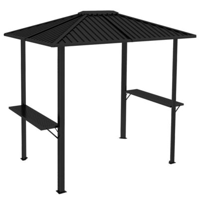 Grill all'aperto 6x8 Hardtop BBQ Gazebo con 2 scaffali laterali 102 libbre H92.5 x W96.5 x D70.9