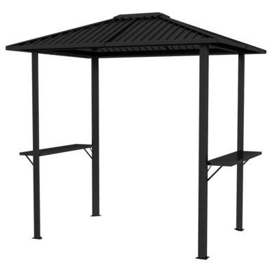 Grill all'aperto 6x8 Hardtop BBQ Gazebo con 2 scaffali laterali 102 libbre H92.5 x W96.5 x D70.9
