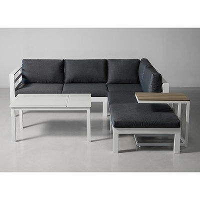 Arredamento per patio in alluminio in stile moderno con tavolo e set da pranzo regolabili