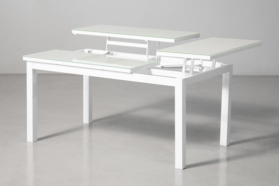 Arredamento per patio in alluminio in stile moderno con tavolo e set da pranzo regolabili