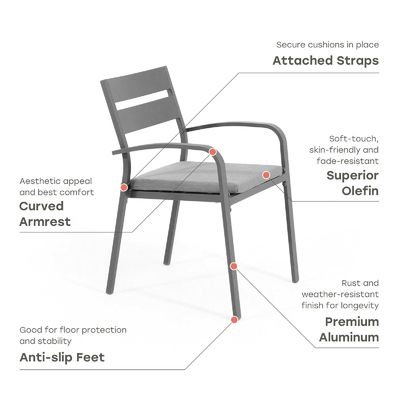 AJUNION X Form Outdoor Dining Set per ristorante 76"D x 36"W x 30'H