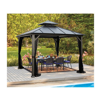 Tessuto di poliestere AJUNION 10x10ft acciaio galvanizzato doppio tetto baldacchino con cerniera