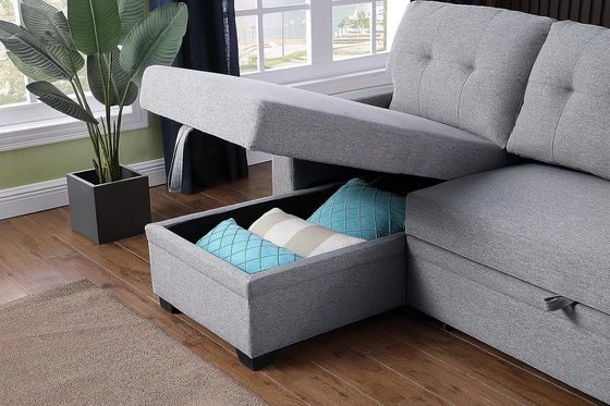 Imballaggio per posta Tutto il tempo Tessuto a forma di L Divano sezionale Letto salotto Set con cuscini