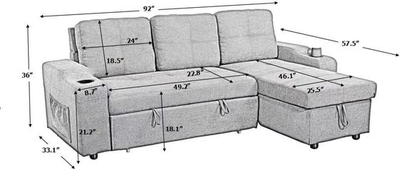 Imballaggio per posta Tutto il tempo Tessuto a forma di L Divano sezionale Letto salotto Set con cuscini