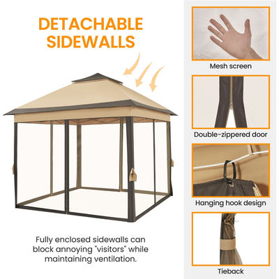 Tenda esteriore di gazebo con 4 pareti laterali a maglia impermeabile