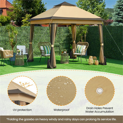 Tenda esteriore di gazebo con 4 pareti laterali a maglia impermeabile