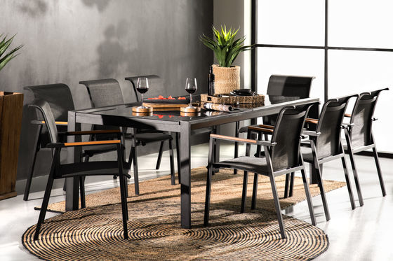 Set di patio estensibile L 336,5 x W 107,5 x H 75cm AJUNION Tavolo da pranzo in alluminio all'aperto