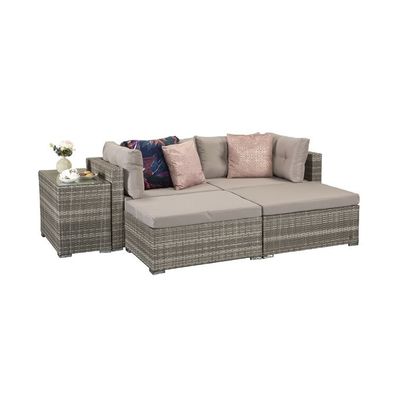 Set salotto all'aperto con telaio in metallo AJUNION Mobili da giardino in rotino W52 x D56 x H87cm