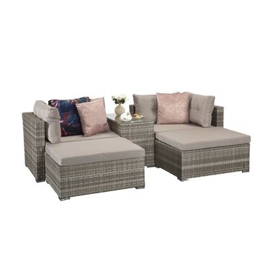 Set salotto all'aperto con telaio in metallo AJUNION Mobili da giardino in rotino W52 x D56 x H87cm