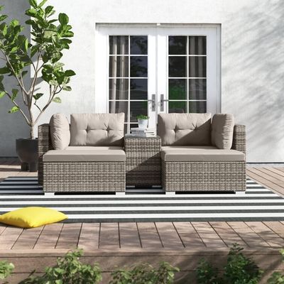 Set salotto all'aperto con telaio in metallo AJUNION Mobili da giardino in rotino W52 x D56 x H87cm