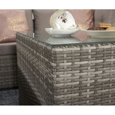 Set salotto all'aperto con telaio in metallo AJUNION Mobili da giardino in rotino W52 x D56 x H87cm