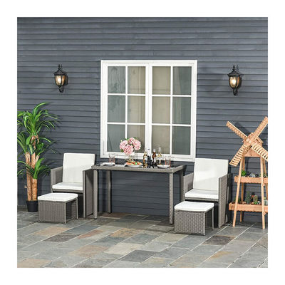 AJUNION Disegno di mobili da giardino a risparmio di spazio Set con cuscini e PE Wicker Rattan