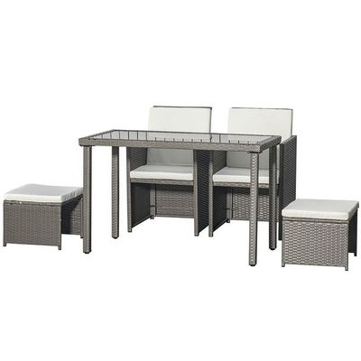 AJUNION Disegno di mobili da giardino a risparmio di spazio Set con cuscini e PE Wicker Rattan