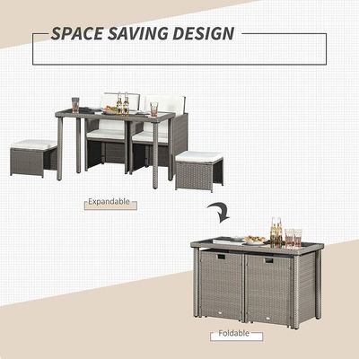 AJUNION Disegno di mobili da giardino a risparmio di spazio Set con cuscini e PE Wicker Rattan