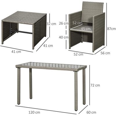 AJUNION Disegno di mobili da giardino a risparmio di spazio Set con cuscini e PE Wicker Rattan