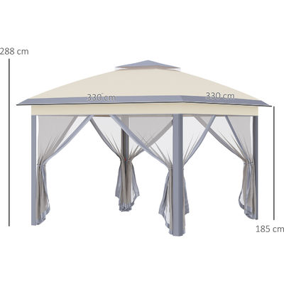 Proof Rot L330 x W330 x H288cm AJUNION Giardino Gazebo Esterno Canopy Shade Pop Up Tent