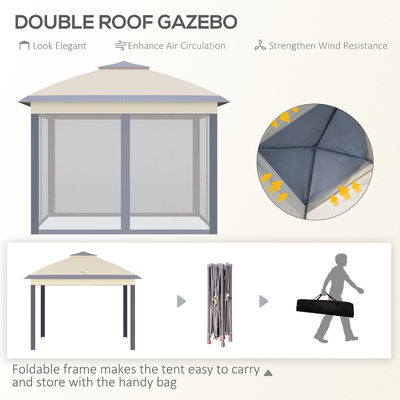 Proof Rot L330 x W330 x H288cm AJUNION Giardino Gazebo Esterno Canopy Shade Pop Up Tent