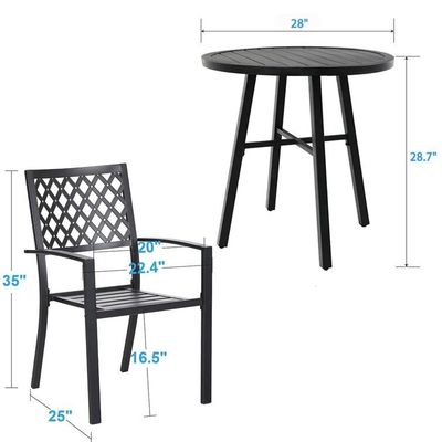 Balcone esterno Bistro Set Arredamento da giardino in metallo con design pieghevole e 2 posti a sedere