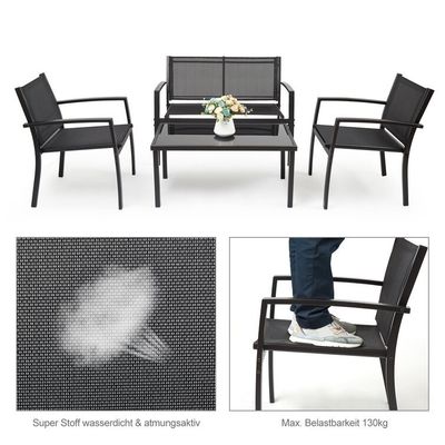 Set per balcone o salotto a cornici metalliche Set da giardino per relax esterno a 4 posti a sedere