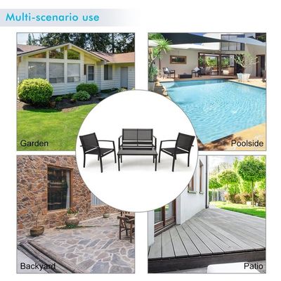 Set per balcone o salotto a cornici metalliche Set da giardino per relax esterno a 4 posti a sedere
