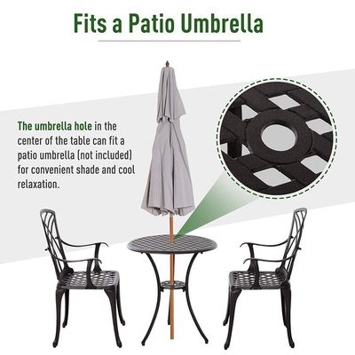 Mobili da balcone in alluminio fonduto AJUNION Set da 2 posti per un bistro all'aperto con tavolo rotondo