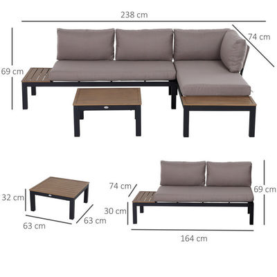 Moderno Divano a forma di L Set Metallico Inquadratura Metallico In Esterno Mobili Sezionali Salotto Set di AJUNION