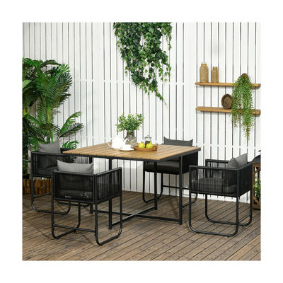 Moderno design stile tavolo da pranzo pieghevole e poltrona di rattan PE mobili da patio Set da pranzo