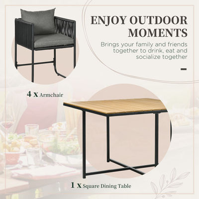 Moderno design stile tavolo da pranzo pieghevole e poltrona di rattan PE mobili da patio Set da pranzo