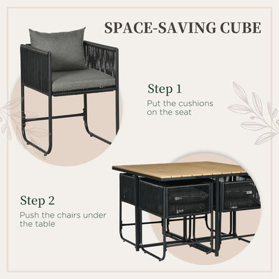 Moderno design stile tavolo da pranzo pieghevole e poltrona di rattan PE mobili da patio Set da pranzo