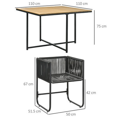 Moderno design stile tavolo da pranzo pieghevole e poltrona di rattan PE mobili da patio Set da pranzo