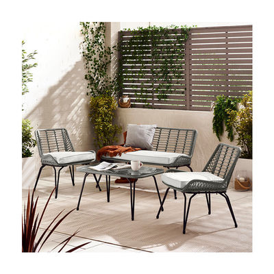 Arredamento da giardino a telaio metallico 4 posti a sedere Arredamento da balcone Arredamento da patio in plastica in rotano