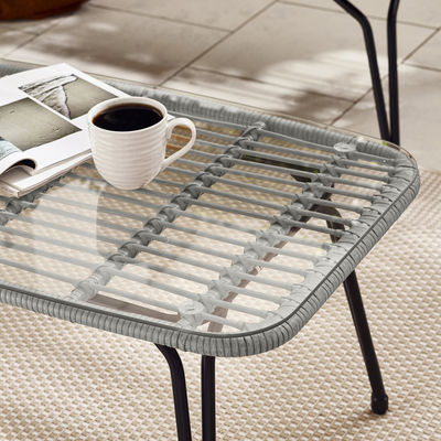 Arredamento da giardino a telaio metallico 4 posti a sedere Arredamento da balcone Arredamento da patio in plastica in rotano