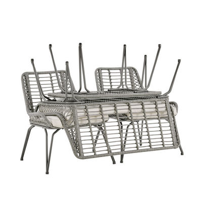 Arredamento da giardino a telaio metallico 4 posti a sedere Arredamento da balcone Arredamento da patio in plastica in rotano