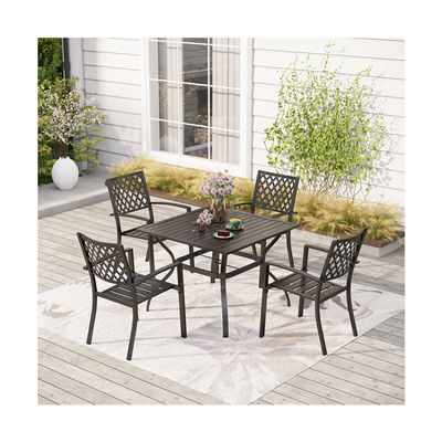 Metal Garden Set di AJUNION Arredamento esterno impermeabile con sedie da pranzo impilabili