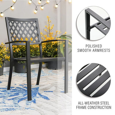 Metal Garden Set di AJUNION Arredamento esterno impermeabile con sedie da pranzo impilabili