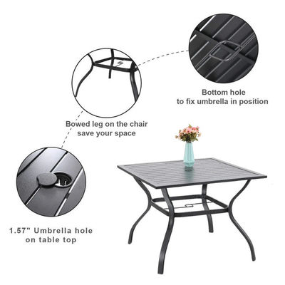 Metal Garden Set di AJUNION Arredamento esterno impermeabile con sedie da pranzo impilabili