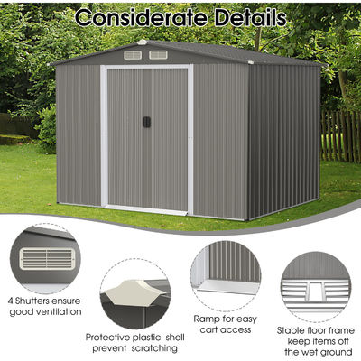 8x6ft casa giardino attrezzi magazzino con ventilazione 69kg polvere rivestita telaio da AJUNION