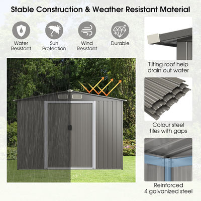 8x6ft casa giardino attrezzi magazzino con ventilazione 69kg polvere rivestita telaio da AJUNION