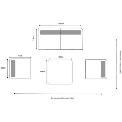 Set di mobili per esterni moderni con telaio in alluminio e finitura in legno