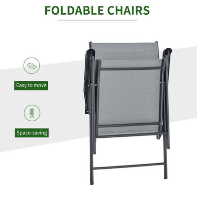 Poltrone pieghevole Mobili da patio 4 posti Set da pranzo con copertura in vetro e buco per ombrello