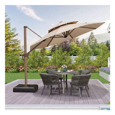 Giardino all'aperto Patio 360 gradi di rotazione Doppia copertura di alluminio ombrello Deluxe Parasol