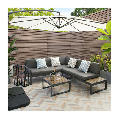 Set giardino AJUNION Divano sezionale a forma di L con cuscino UKFR e telaio in alluminio