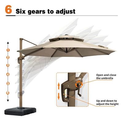 Giardino all'aperto Patio 360 gradi di rotazione Doppia copertura di alluminio ombrello Deluxe Parasol